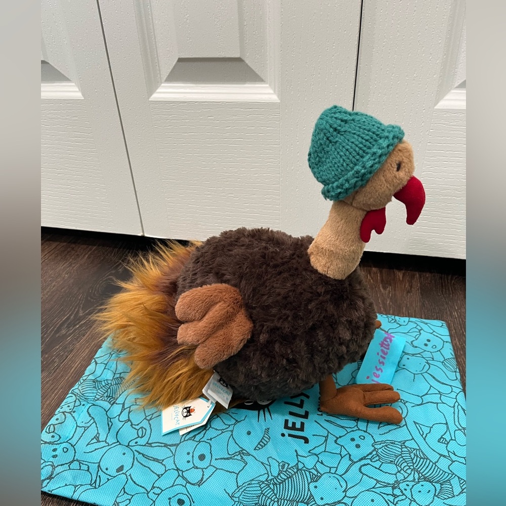 Jellycat Theo Turkey Gift Thanks giving Plush W/dust Bag 100%Authentic NWT US - Picture 3 of 6